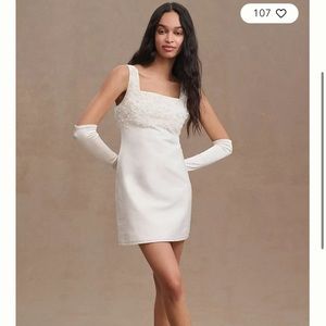 BHLDN Meadow Embellished Square-Neck Mini Dress - NWT